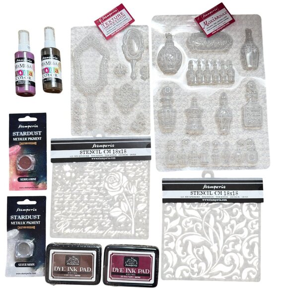 Stamperia Mixed Media Crafting Bundle  Mould Metallic Pigment Ink Pad Stencil - Picture 1 of 16